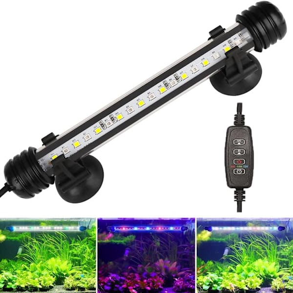 (15,35 tommer) Let undervands fiske tank lys med timer automatisk tænd/sluk, LED akvarium lys bar 3 lystilstande dæmper justerbar lysstyrke