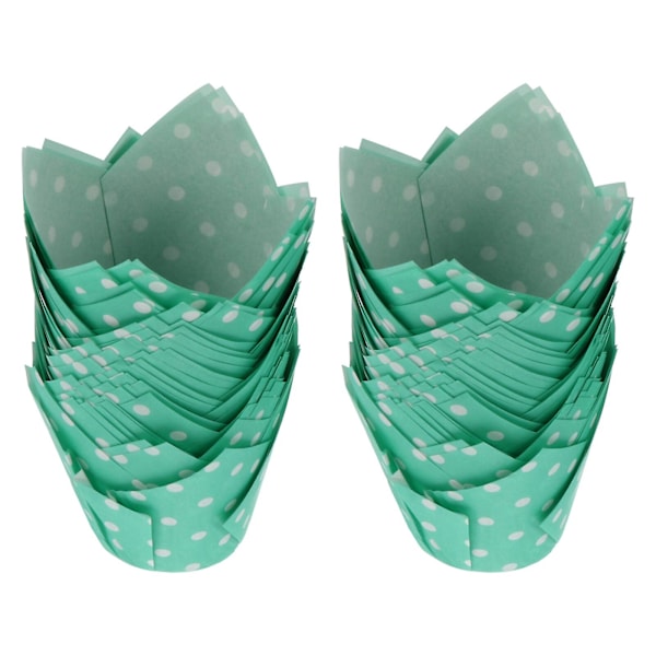 100 stk Grønne Papirkopper Muffin Bagekopper Cupcake Liner Babyshower Cupcake Wrapper Kage Papirkop Green 8.5x8.5cm