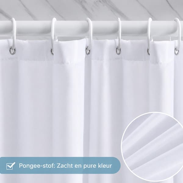 Vattentätt mögelresistent duschdraperi med smidigt glidande ringar, vitt badrumsdraperi i polyester, tvättbart och snabbtorkande, 120 x 200 cm