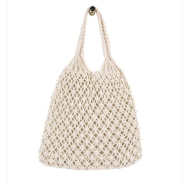 Hvid Tote Tasker Kvinder Pung Strandtasker Kvinder Tov Strandtaske Vævet Strandtaske Hvid White
