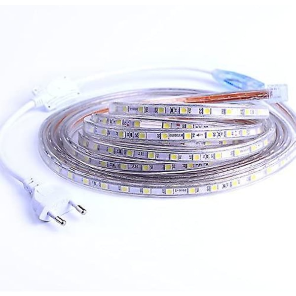 LED-stripe, 2m LED-stripe, Lyssterk LED-stripe 220v, 5050 Ip65 Vanntett LED-stripe, Varmt Hvit (2)