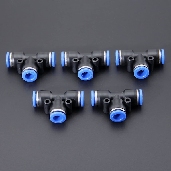 5 stk. Havevandsslange Fittings Vandhane Slangeforbindelse 3-vejs Pneumatisk Hurtigkobling Push-in-8mm Slangeforbindelse til Forbindelse af Vandledning