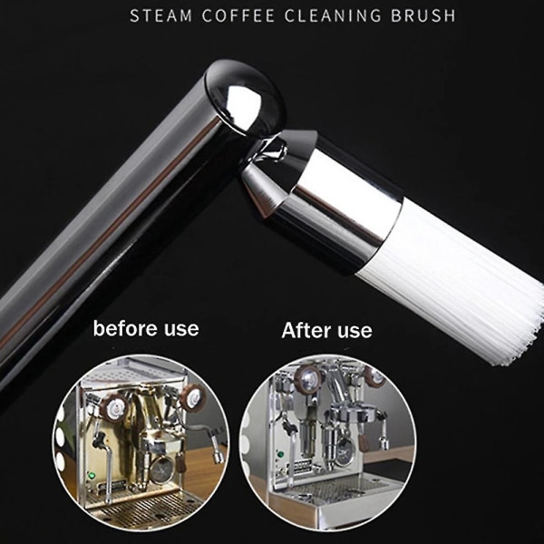 Damprenser for kaffemaskin, Espresso-skrubb for rengjøring av smuss, Nylon, Anti-skålding, Solid trehåndtak