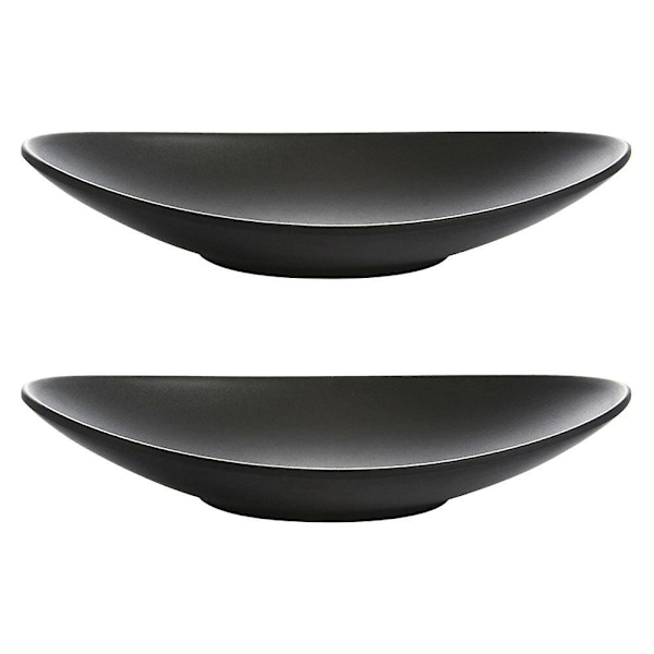 2 stk Spisebord Dekor Borddesign Serveringsfat Dessertfat Melamin Matserveringsplate Sushi Serveringsplate Svart 18x10cm Black 18x10cm