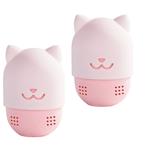 2 st Makeupbehållare Foundation Svampfodral Makeup Svampställ Puderpuff Stativ Rosa 15x10cm Pink 15x10cm