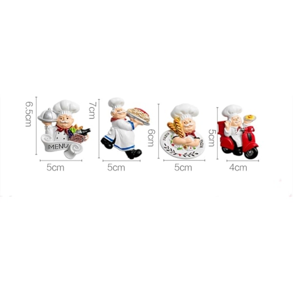 Kyl- och frysskåpsmagneter Set Euramerican Style 3D Resin Kock Bröd Kylskåpsmagnet Hem Kök Dekoration Tillbehör Resesouvenirer