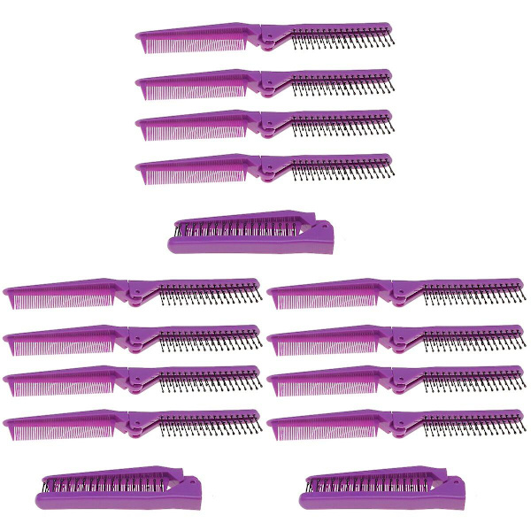 15 kpl Purppura Kannettava Taittuva Kampa Kaksoispäinen Pitkille Hiuksille Suorille Hiuksille Taittuva Kampa Antistaattinen 15 pcs