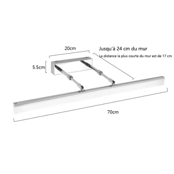 Teleskopisk speilskaps speilfrontlys LED baderom baderomlys Enkel moderne anti-dugg hvit sminke speillys