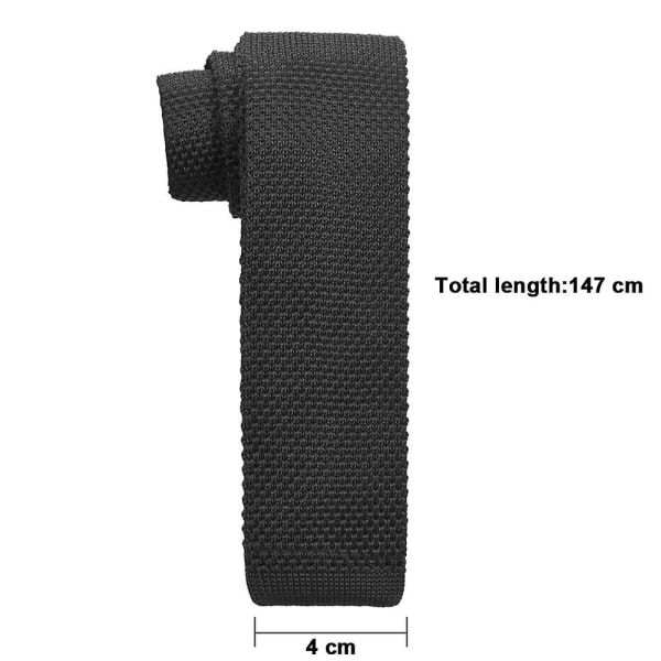 1 Stk Strikket Stof Slip Strikket Slip Halsbind Vaskbar Smal Jersey Ensfarvet Flad Slip Smal Flad Hoved Sort Black
