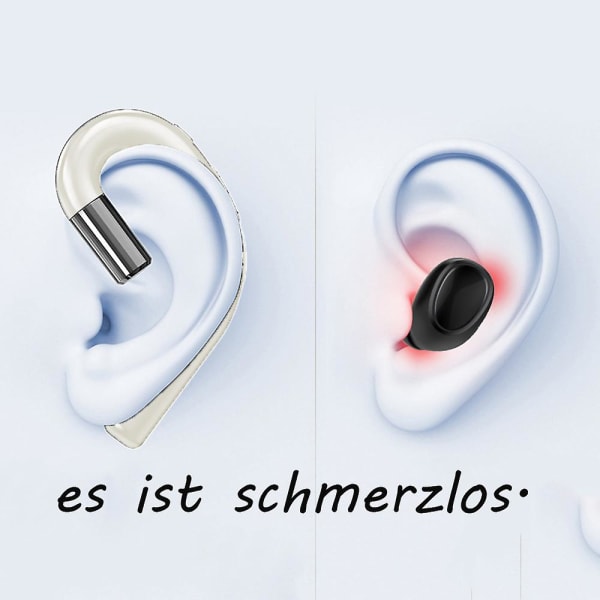 Bluetooth-hodetelefoner uten øreplugg, støyreduserende håndfri hodesett Hvit White