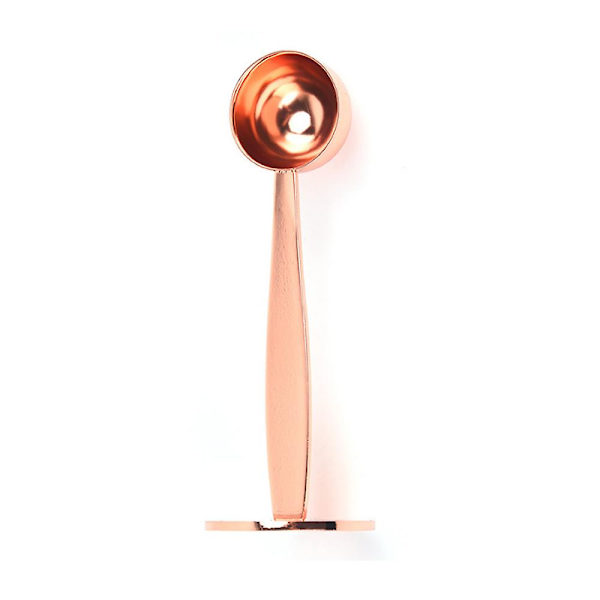 To-i-en rustfritt stål kaffeskje, dobbel bruk, multifunksjonell skjeholder, kaffeverktøy for måling, roségull Rose gold