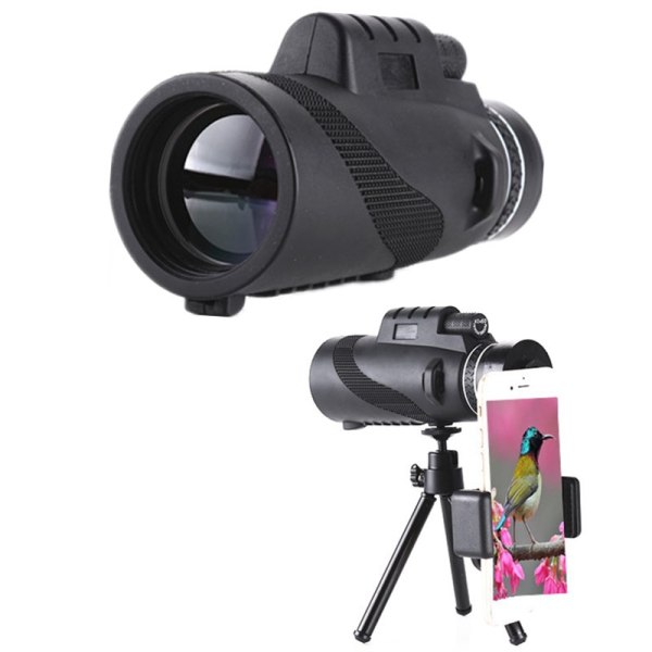 80x100 Monokulärt Teleskop för Smartphone, Högdefinition Monokular för Vuxna Högpresterande Bärbar Handhållen Teleskop med Telefonadapter & Stativ