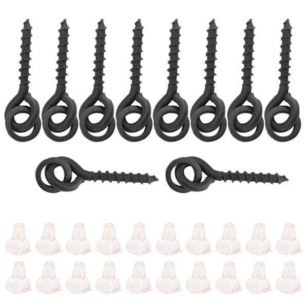 10 stk. agnskruer med 20 stk. ovale ringer karpe rig ring stopp karpefiske tilbehør krok skrue hvit_ry