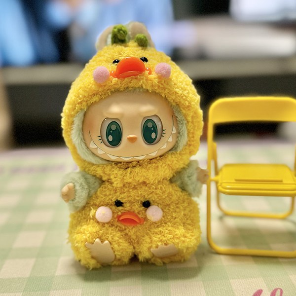 /RYI/Labubu Vauvan Vaatteet Setti Ensimmäisen ja Toisen Sukupolven Vinyylinukke Tarvikkeet 15-17cm Pehmeä Hai Hirvi Mehiläinen Lelu Tyyli Yellow duck cloth only one size