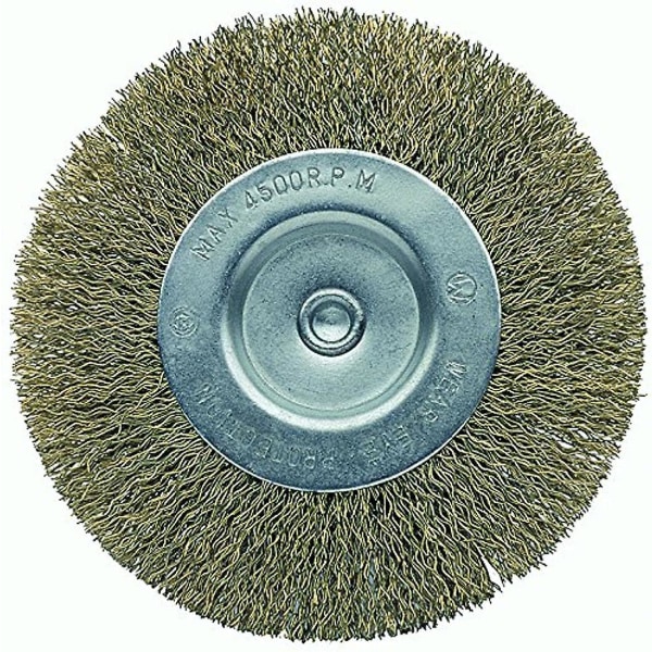 Circular Craft Brush In Brass-plated Steel. Corrugated Iron Wire