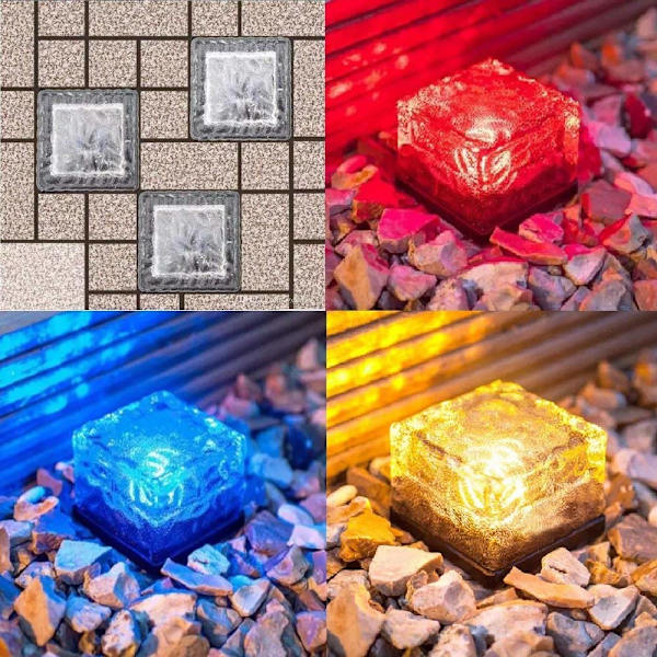 Solcelle Glasstenslys - Krystalstenslys - Have Solcelle Isblok Charmerende Glasstenslys Farveskiftende LED Havegård