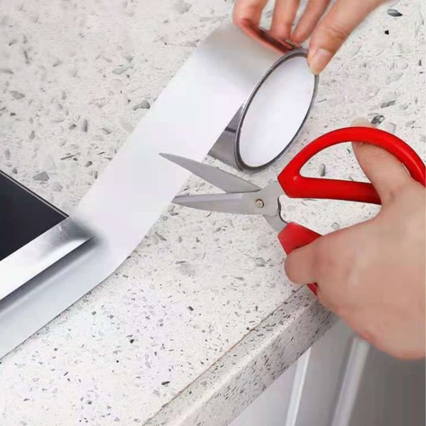 (2 tum x 66 Ft) Aluminiumfolietejp, Caulk Strip, Självhäftande Vattentät Reparation Tejp för Badkar Badrum Dusch Toalett Kök