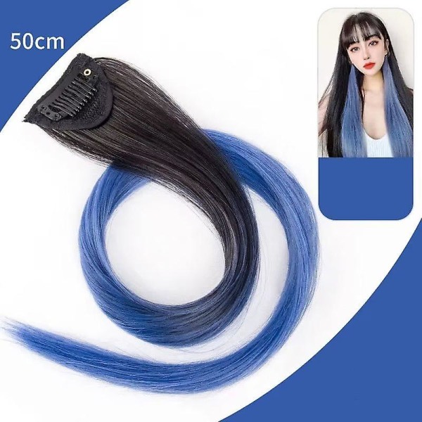 2 stk. Clip-on Rett Hårforlengelse Dame Fargegradient Farge Hengende Ørefarge Ett-stykke Highlight Farget Høy 5