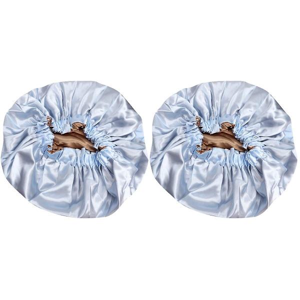 3 kpl Satiniset Kaksoiskerroksiset Unihatut Säädettävät Yömyssyt Elastisilla Nauhoilla Naisille (taivaansininen)2 kpl3 2 pcs 38X38CM