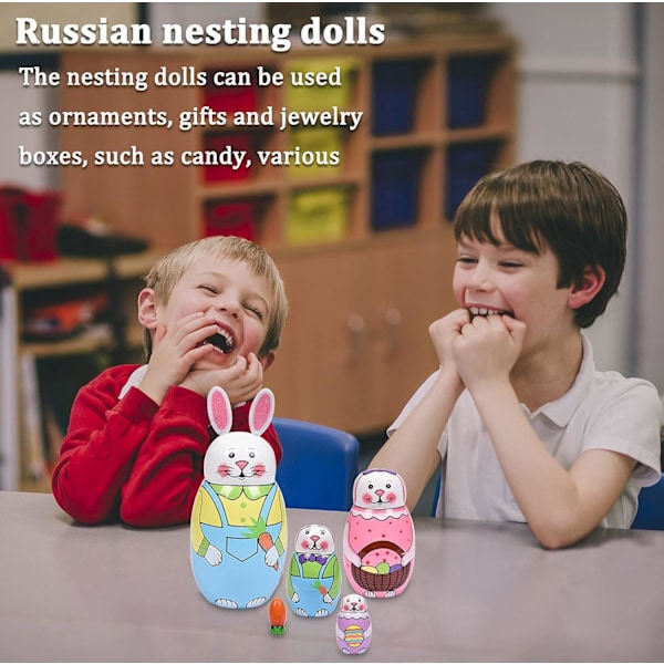 RY-Påskhare Ornament, Staplade Trä Handgjorda Matryoshka Dockor, Påskägg Leksaker, Perfekt för Barn Födelsedag eller Heminredning Gåvor