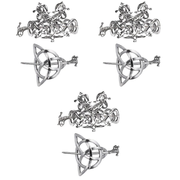 6 kpl Kelttinen Solmu Hiuspinnit Viking Hiusasusteet Vintage Punokset Hiuspannu 6 kpl 8X5cm 6 pcs 8X5cm
