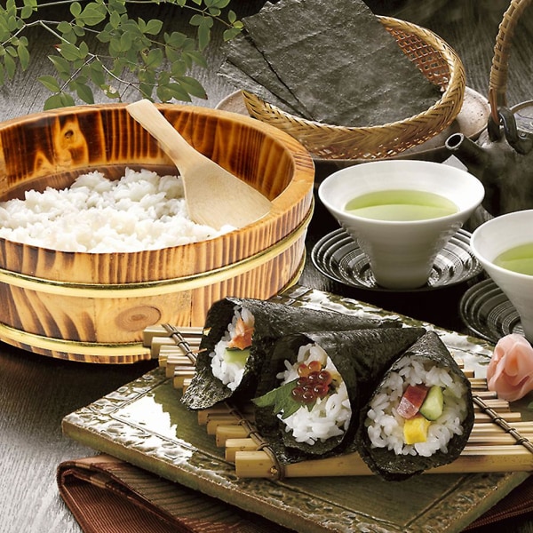 Japanilainen Sushi-ämpäri Riisin Säilytysamppari Sushi-tarjoiluaämpäri Ravintolalle Vaaleanruskea 22X22X6.5CM Light Brown 22X22X6.5CM