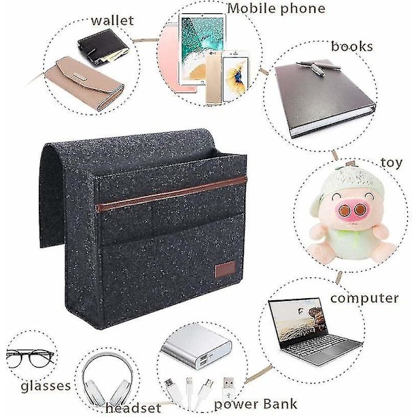 Senge Caddy, Filt Sengeopbevaring Organizer Hjem Madras Sofa Bord Skab Senge Caddy Opbevaring Mørkegrå Dark Grey