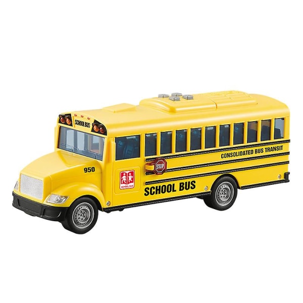 Tilbaketrekksbar lekebuss i diecast-metall, gul, for barn, gutter og jenter