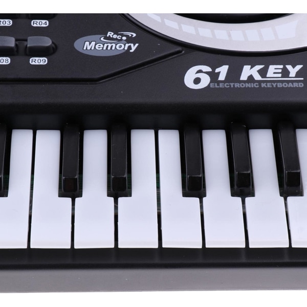 61-tangenters digitalklaver keyboard med USB genopladelig mikrofon til barscenen, velegnet til begyndere-sort