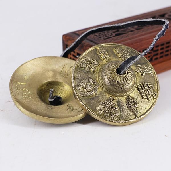Tibetansk Meditation Klokke Håndlavet Buddhistisk Lykke Symbol Præget Meditation Yoga Klokke Messing Klokker Percussion Instrument (4\")