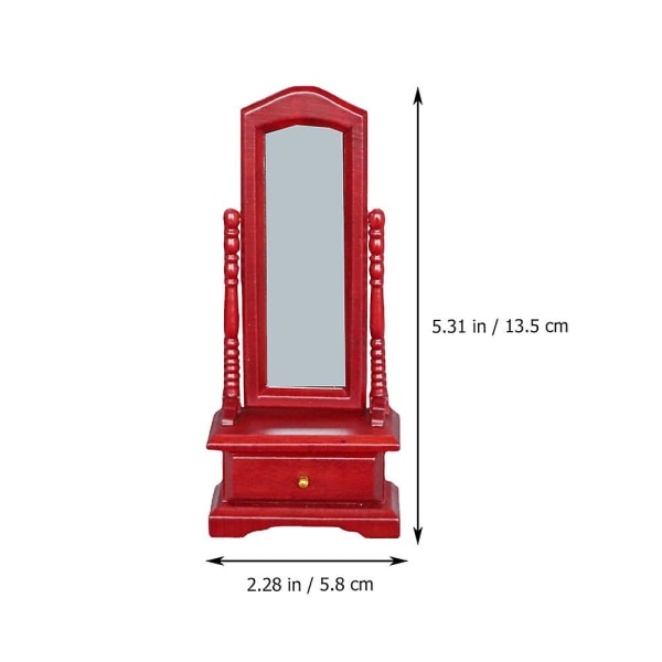 Miniatyr Møbler Dekoration Mini Hus Skrivebord Mini Dressing Spejl Model Dukke Dressing Spejl Rød 13.5X5.8X2.6CM Red 13.5X5.8X2.6CM