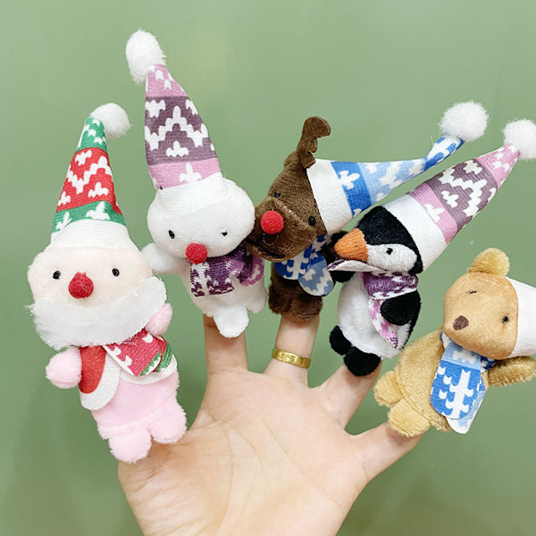 2 set Fingerdockor (Set om 5) Julleksaker Fingerdocka Jul Fidgets Tomte Leksak, Fingerdockor för Småbarn