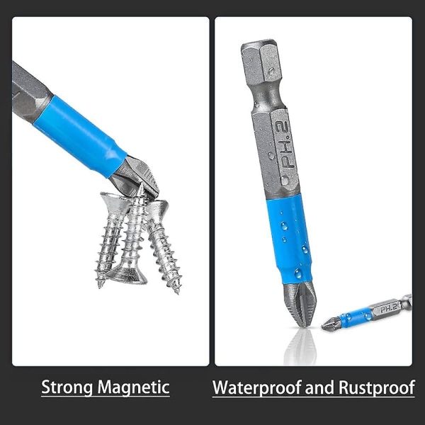 Magnetisk Phillips Skrutrekker Bitsett Sekskant Phillips Hode Drive Bit Kryssspor Skrutrekker Bor Bit (1 sett (12 stk))