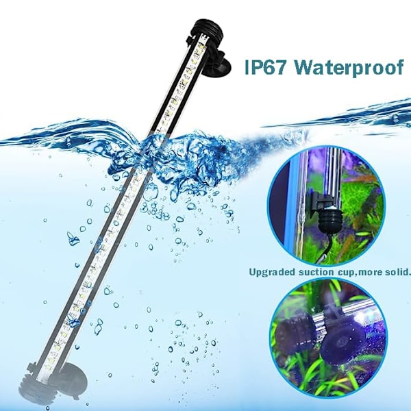 (39 cm) Akvariebelysning til nedsænkning, undervandslys til fisketank, LED-akvariebelysning med timer, automatisk tænd/sluk og justerbar lysdæmper