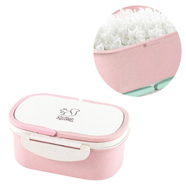 Portabel Termisk Lunchlåda Matbehållare Dubbelskiktsfack Matförvaring Bento Box (rosa)Vit White