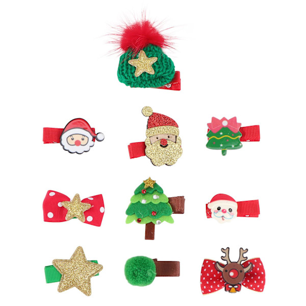 10 stk. Hårklemmer til Babyer Børn Hårspænde Metal Hårklemmer Julefest Gave Favorit Sød Hårspænde Pige Hårtilbehør Farverig 6x2cm Colorful 6x2cm