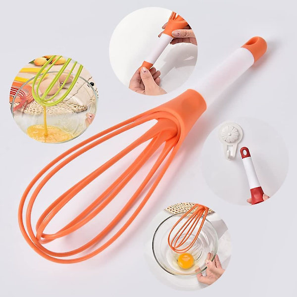 Sammenklappelig Roterende Ballonmixer Manuel Piskeris Plastik Æggepisker Køkken Madlavningsværktøj Til Omrøring, Blanding (1 stk, Orange)