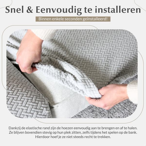 Strækbar Jacquard Sofahyndebetræk, Maskinvaskbart Sofabetræk til Kæledyr, Børn og Hunde, Chaiselong XL, Sne Hvid