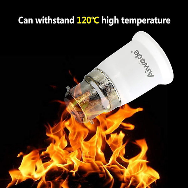 B22 till E27 Sockelomvandlare, Sockeladapter för LED-lampor och halogenlampor, Max Effekt 200W, 0~250V, 120 Grader Värmebeständig, 5-pack.