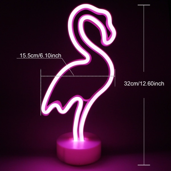 Flamingo Neon Skilt, Neonlys til Soveværelsesindretning, Batteri USB-drevet LED Neon Skilte, Pigeværelsesindretning Børnefødselsdagsgaver