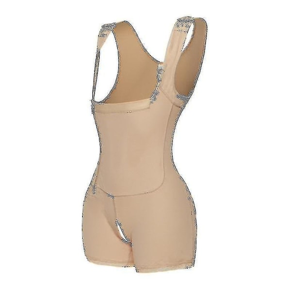 Post-kirurgisk fuld kropsarmdragt, talje-træner korsetter, slankende shapewear, Beige S Beige