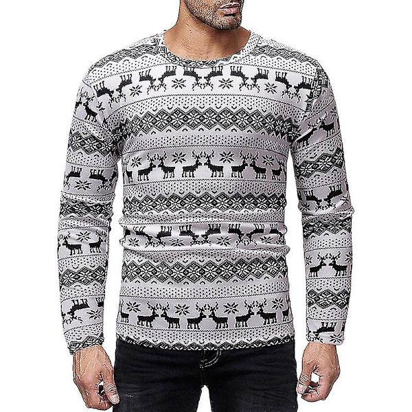 Herrar Tryckta T-shirts Rund Hals Långärmad Slim Fit Pullover Toppar För Våren 2XL 2XL