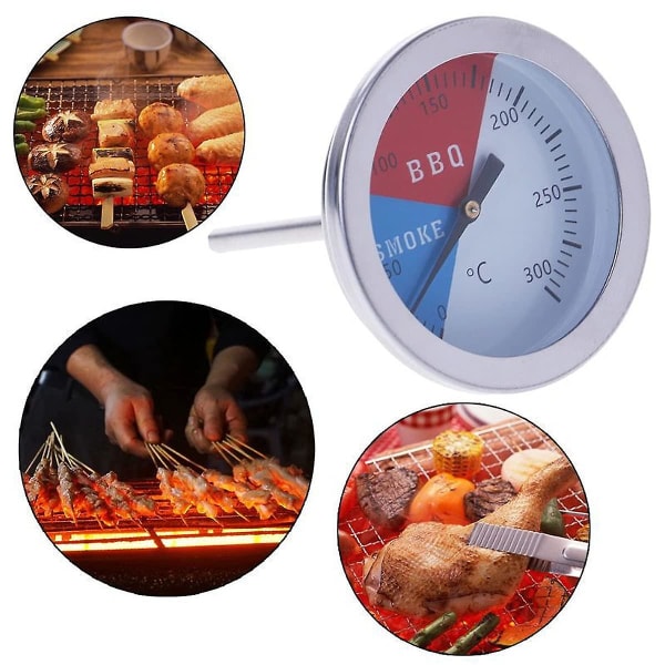 2 stk Grilltermometer Temperaturmåler For Utendørs Grillmatlaging Rustfritt Stål Røykertermometer Opp Til 300c For Alle Griller