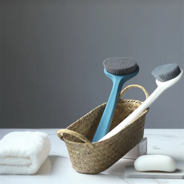 Ryggskrubb för dusch för män kvinnor äldre, badborste, kroppsborste (blå)
