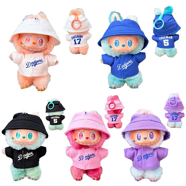 /RYI/Labubu Kläder med Hattar 2-delat Set Outfit Labubu Kläder Pink 15-17cm doll