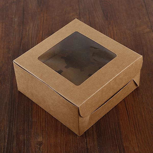 10 stk 4-roms Kraftpapir Cupcakeboks Dessertbeholdere Bakeri Kakebærere For Hjem Dessertbutikk 10stk 15,5 * 15,5 * 7,5 cm 10pcs 15.5*15.5*7.5cm