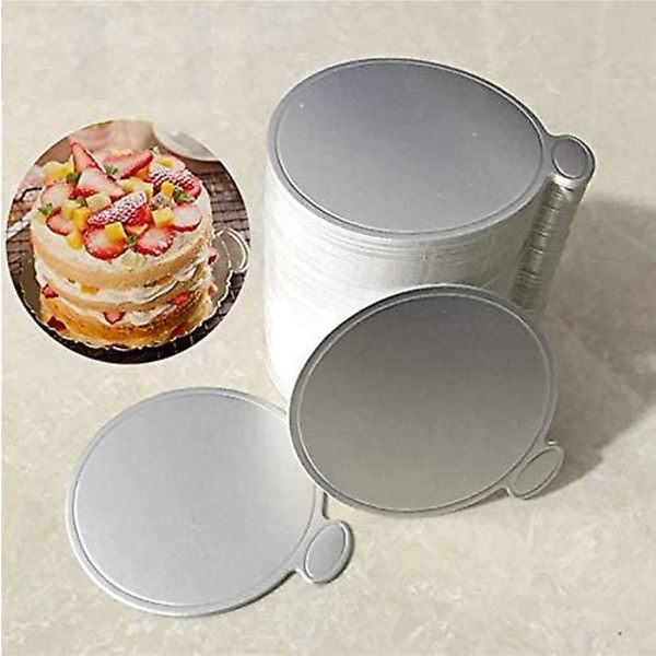 Set med 100 Mini Runda Papptallrikar - Silver - 8 tum