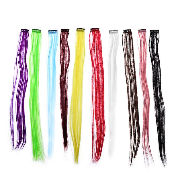 10 kpl Värillisiä Peruukkeja Naisten Hiustenpidennykset Hiustenpidennykset Clip Ihmishiukset Tekohiustenpidennykset Sekalaiset Assorted Color