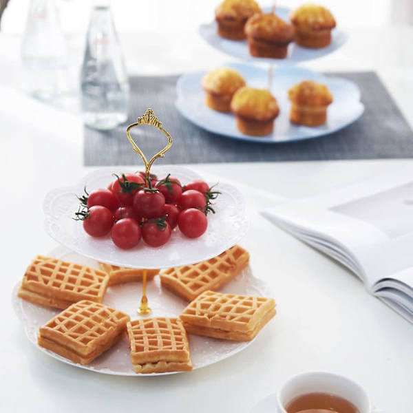 3-pack 3-vånings Vit Cupcake Stativ Dessertplatta Hållare Våningsbricka