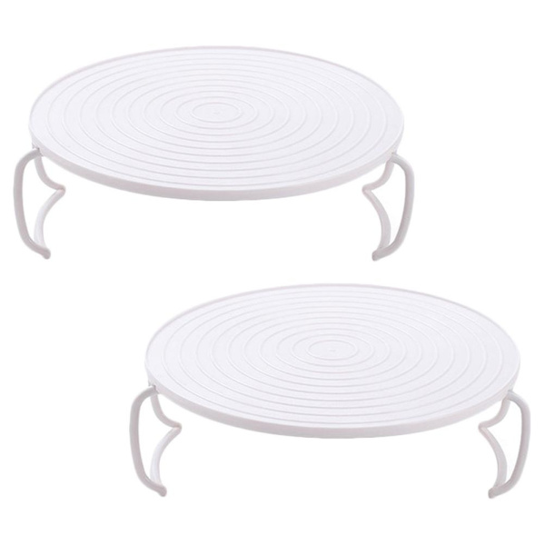 2 stk. Runde Mikrobølgeovn Stativ Lagdelt Dampbakke Køkken Tilbehør Hvid 23,5X23,5CM White 23.5X23.5CM